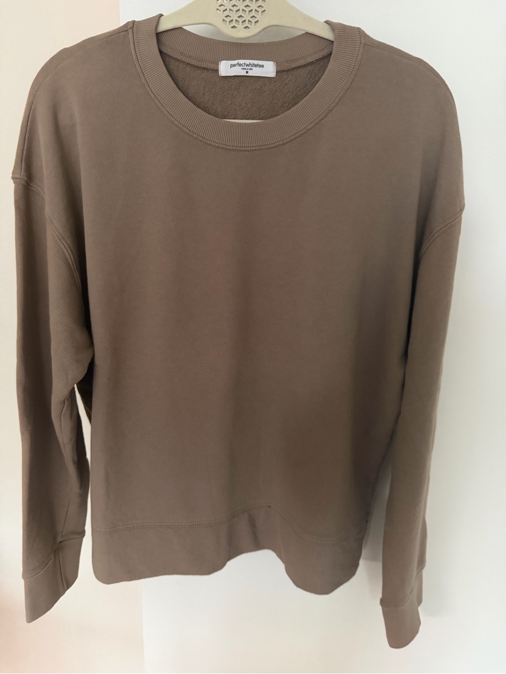 perfectwhitetee Taupe Crewneck Sweatshirt for Women
